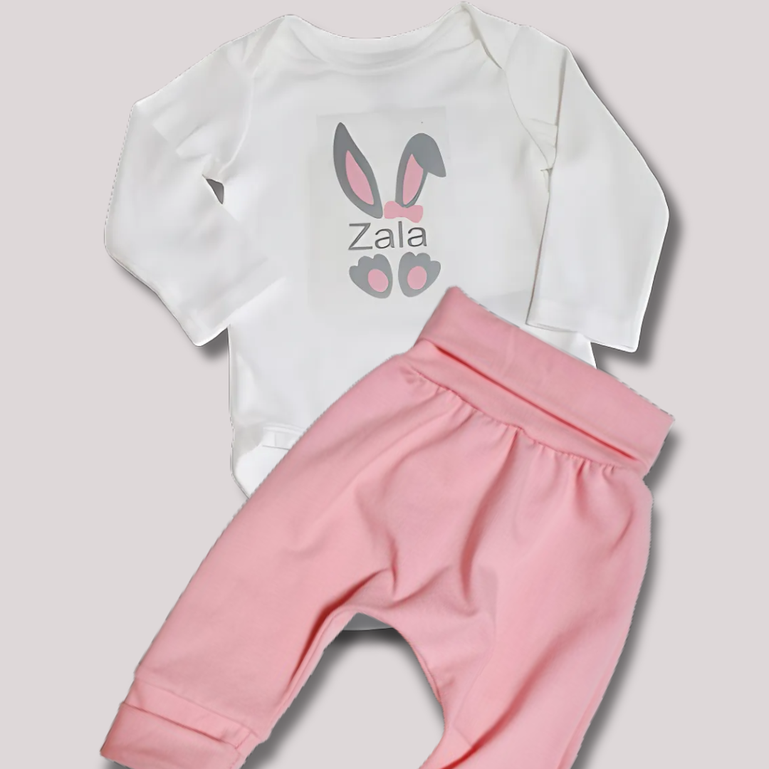 Personaliziran Baggy komplet Zajček pentlja roza