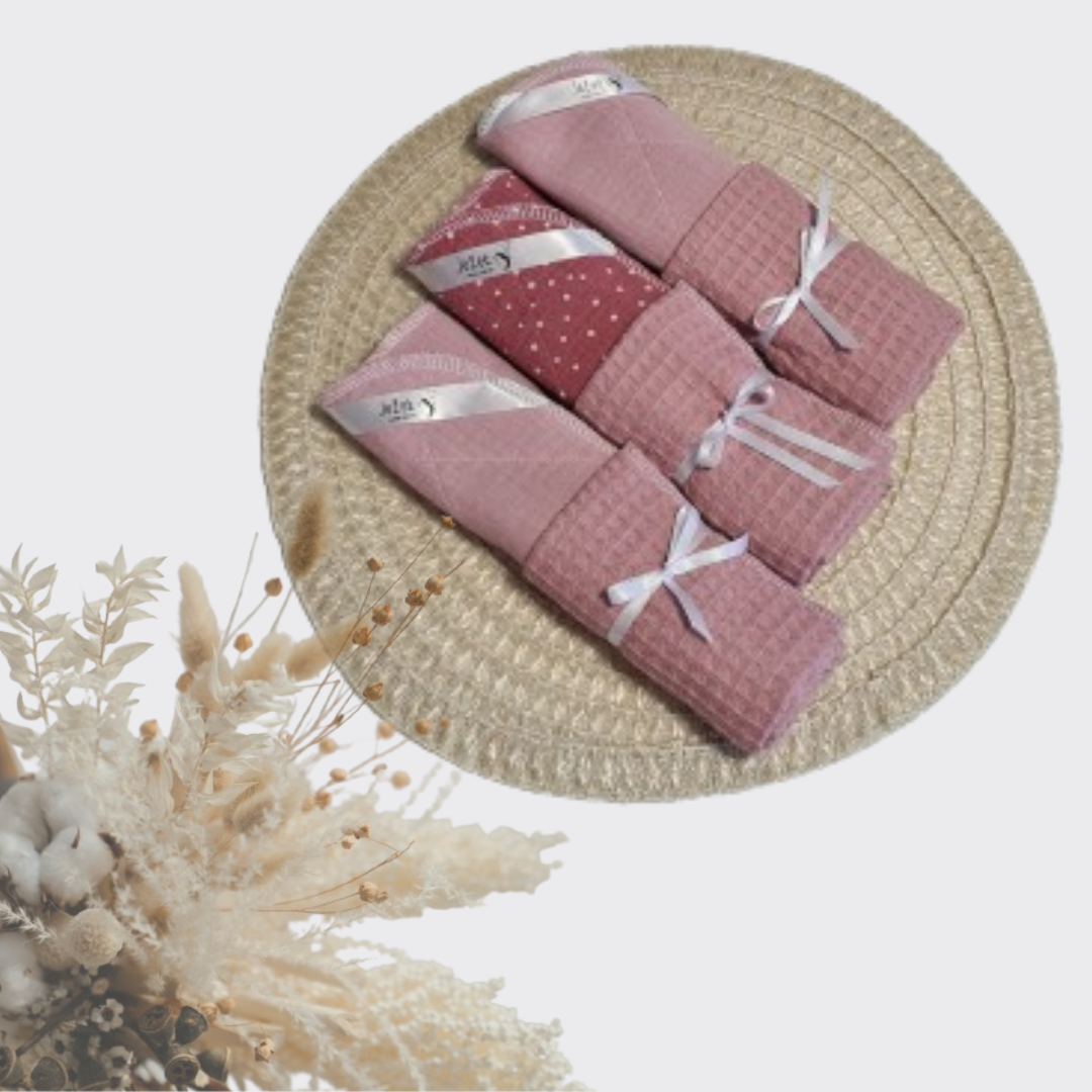 Set kuhinjskih krp puder roza pikice