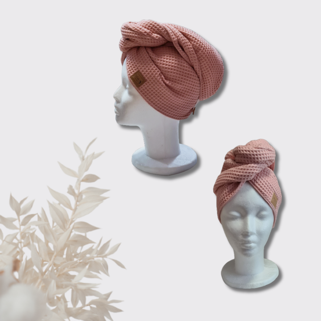 Turban za lase vafelj/puder roza