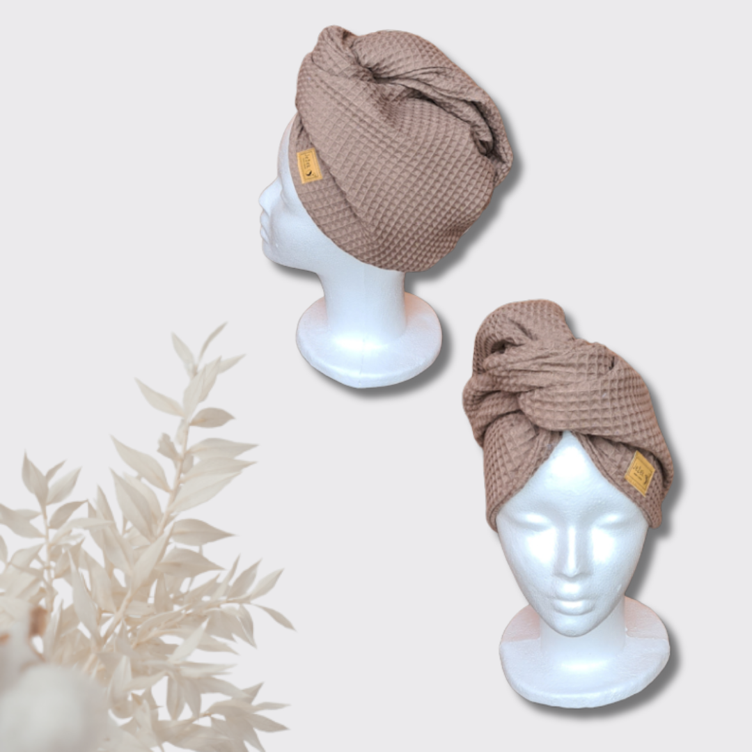 Turban za lase vafelj/ svetlo rjava