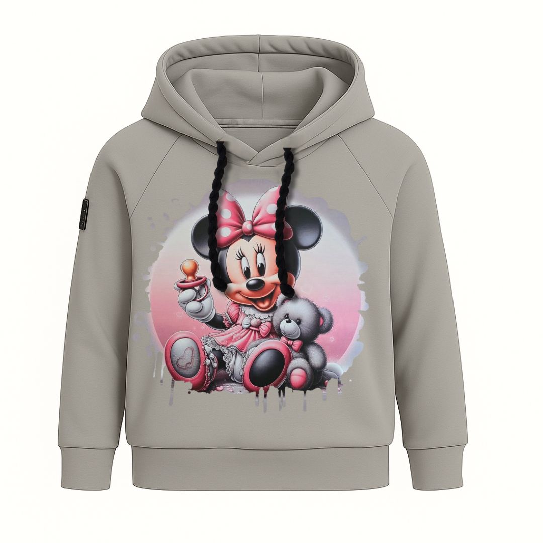Otroški hoodie iz bombaža z žepom in kapuco ter ljubkim motivom Minnie miške spredaj – kakovostna in udobna otroška oblačila Ježek za vsak dan. Na voljo v več velikostih.