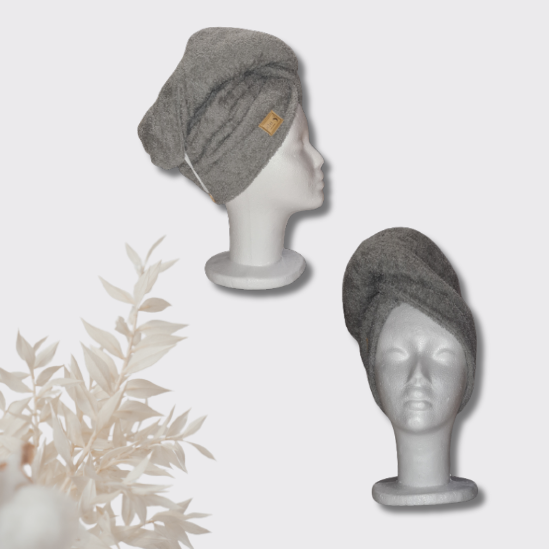 Turban za lase frotir/siva