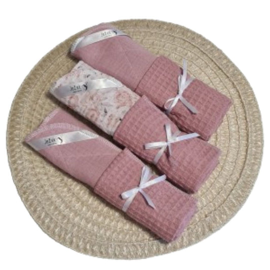 Set kuhinjskih krp puder roza vzorec