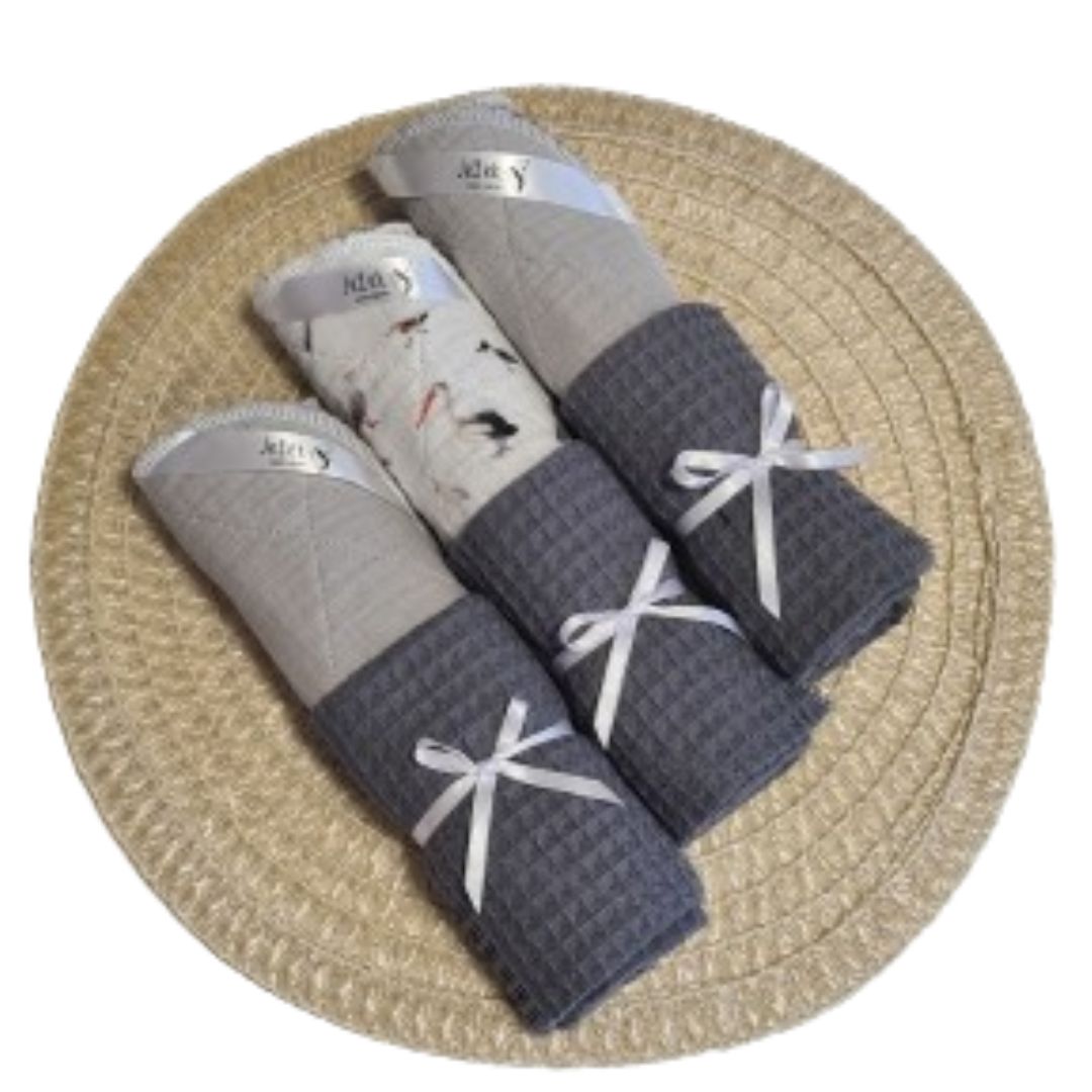 Ježek kuhinjske krpe iz vafla in muslina, set treh bombažnih krp za sušenje posode in čiščenje kuhinje