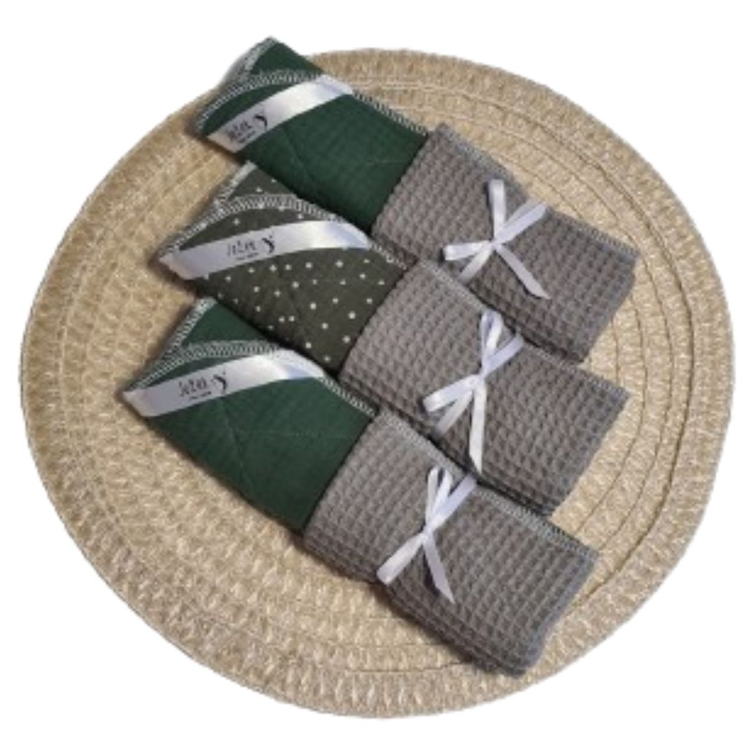 Ježek kuhinjske krpe iz vafla in muslina, set treh bombažnih krp za sušenje posode in čiščenje kuhinje